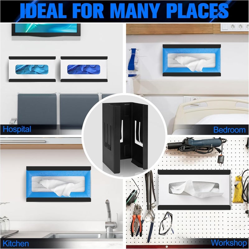Tottist Magnetic Glove Dispenser 2 Pack - Heavy Duty Wall Mount & Fridge Organizer for Gloves, Paper Towels, Wipes - Tool-Free Installation for Kitchen, Garage, Workshop, Office - Black (Black Steel) - Image 4
